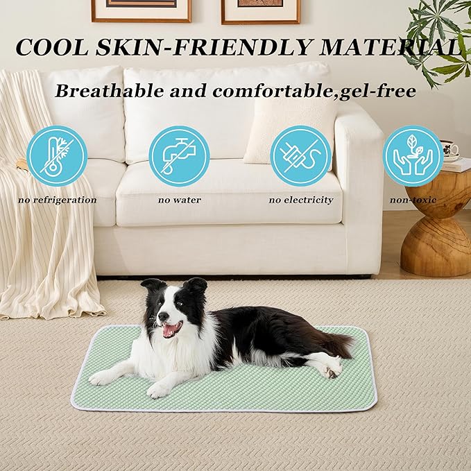 MICROCOSMOS Pet Cooling Mat & Sleeping Pad- Breathable Bubble Surface, EZ Clean. Keep Cooling for Pets, Kids and Adults in Summer.(Green, 36" x 24")