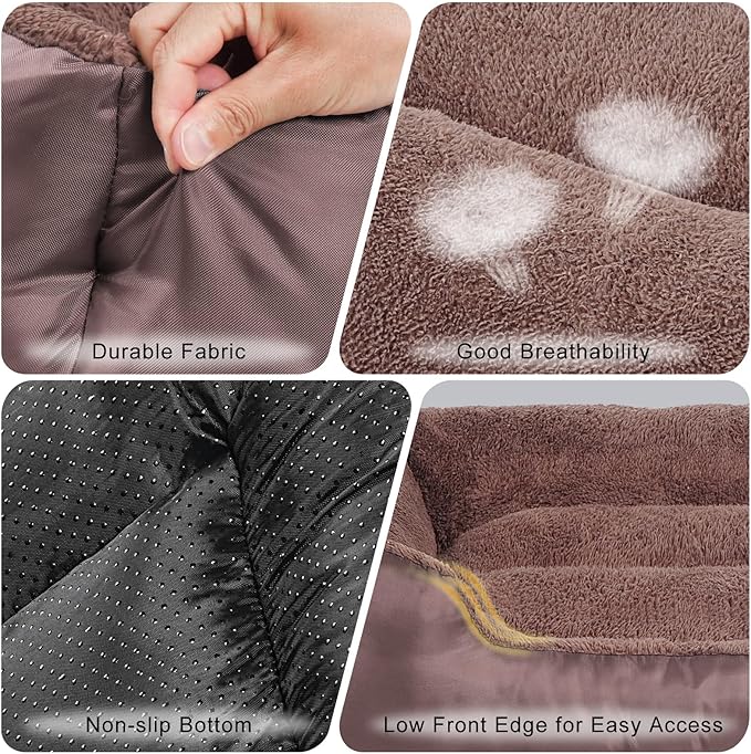 Dog Bed for Large Dogs, Rectangle Washable Orthopedic Pet Bed, Soft Sleeping Puppy Bed, Durable Dog Sofa with Anti-Slip Bottom