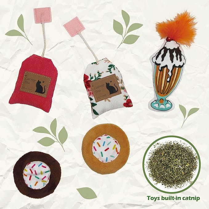 8 Assortments Sweets Value Pack, Natural Interactive Catnip Cat Toys, Toy with Crinkle and Feather, Accessories for Indoor Cat, Kitten Toys
