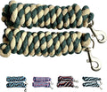 Majestic Ally Pack of 2 Solid Cotton Lead Rope for Horses & Livestock – 10 Foot Long and 5/8 inch Thick - Replaceable Heavy-Duty Satin Bolt Snap – Handmade – Soft, Broken in Feel (Hunter Green -Tan)