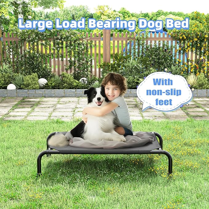Simple Trending Raised Dog Bed for Small Dogs, Waterproof Elevated Dog Cot, Outdoor Cooling Pet Bed, 36.5" x 22.5", Black