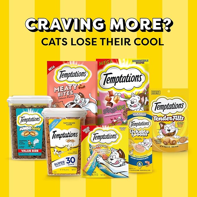 Temptations Creamy Puree Variety Pack of Squeezable Cat Treats, 0.42 oz. Tubes, 24 Count