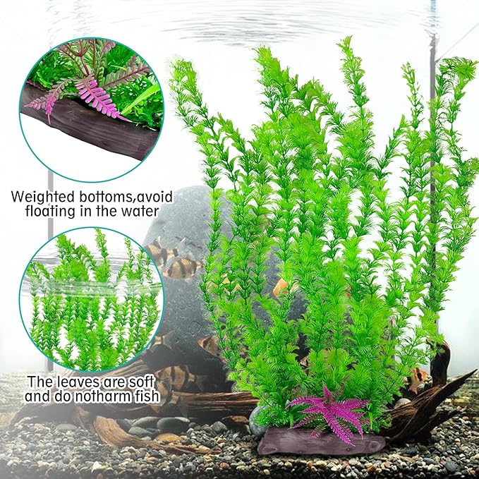 Hamiledyi Aquarium Plastic Plants Aquarium Decor Artificial Fish Tank Plants,Tall Fish Tank Decorations, Extra Large Aquarium Plant 20.4-inch Tall,1PCS
