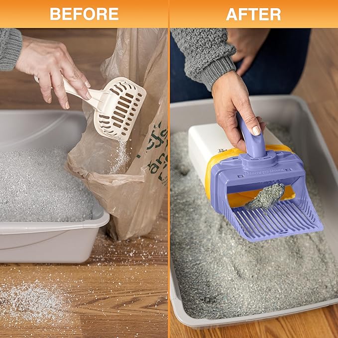 Neater Pet Brands Neater Scooper XL Cat Litter Scoop, 195 Refill Bags – Extra-Large Capacity Mess-Free Cat Litter Scooper with Bag for Large & Multiple Cats, Spill-Proof Litter Box Scooper with Holder