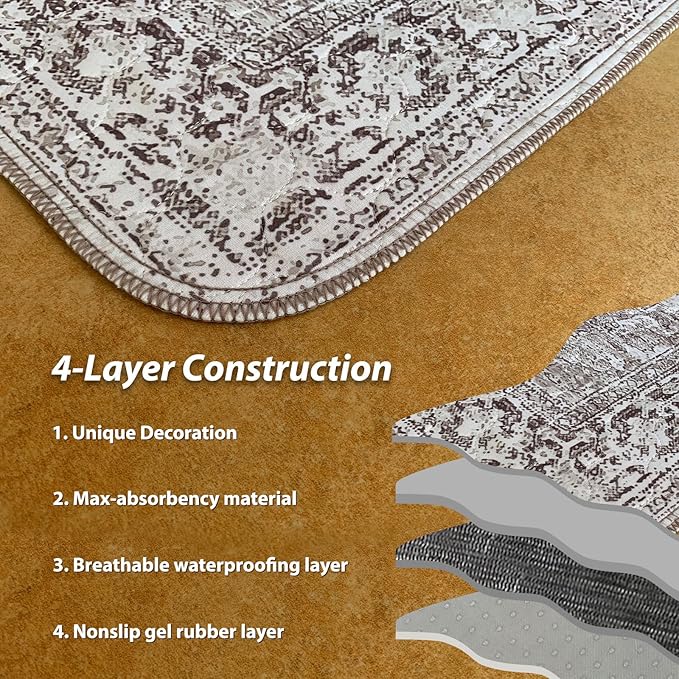 nunubaby Washable Pee Pads for Dogs, Stylish, Non-Slip and Leak-Proof Pee Pads. Reusable Potty Pads for Dogs for Crates and Floors.(Brown/Geo, 18" x24")