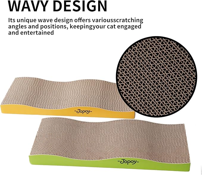 Cat Scratching Board, Corrugate Cat Scratcher for Indoor Cats with Catnip, Cat Scratch Pad with Scratch Textures Design, Cardboard Cat Scratcher with Double-Sided Usability