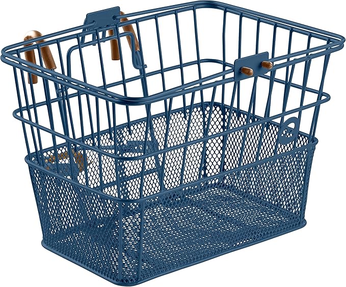 Retrospec Apollo Detachable Front Bike Basket Steel Half-Mesh with Integrated Detachable Hooks and Built-In Handle, Easy Assembly and Portability for Bicycles