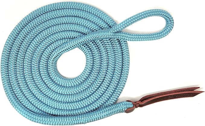 Double Braid Lead Rope with Eye Splice Loop, 12-14FT Lengths (Ice Blue, 14 ft.)