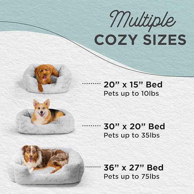 Best Friends by Sheri Lux Lounge Bed Calming Faux Fur Dog Bed, Gray, Medium, 30" x 20"