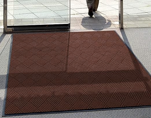 WaterHog Diamond | Commercial-Grade Entrance Mat with Rubber Border – Indoor/Outdoor, Quick Drying, Stain Resistant Door Mat (Dark Brown, 3' x 5')