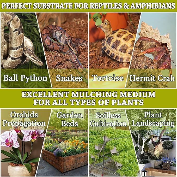 ZeeDix 10PCS Natural Coconut Chips Substrate for Reptiles, Coconut Fiber Husk Reptiles Bedding, Compressed Coco Chips Substrate for Ball Python, Snakes, Tortoise, Hermit Crab, Frogs, Lizard, Tarantula