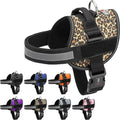 Dogline Dog Harness, Reflective No-Pull Adjustable Vest with Handle for Walking, Training, Breathable, No - Choke Harness for Small, Medium or Large Dogs Room for Patches Leopard Brown L 27"-34"