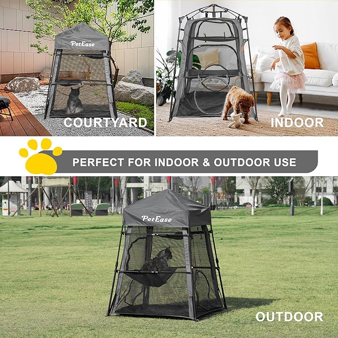 Cat Tower Tent,Outdoor Patio Cat Enclosures with Breathable Mesh,Indoor Playpen Portable Exercise Tent