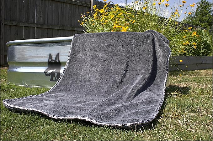 Devil Dog Premium Pet Drying Towel, Ultra-Soft, Highly Absorbent Microfiber Bath Towel for Dogs, Cats, and Other Animals - Gray, Large 24" x 35" 1200GSM 80% 20% Blend