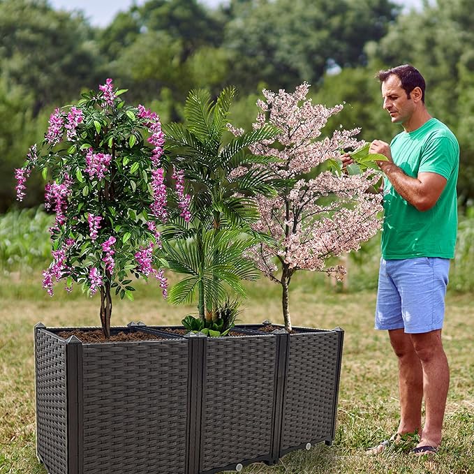 Raised Garden Bed Large Planters for Outdoor Plants Deepened Plant pots Planter Box Elevated Garden Patio Balcony Deck to Planting Flowers Vegetables Tomato and Herbs