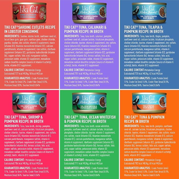 Tiki Cat Seafood Selects, Ultimate Variety Pack, 36 High Protein Servings with Real Flaked Fish, Wet Cat Food Mega Pack, 2.8 and 3 oz. Cans (Pack of 36)