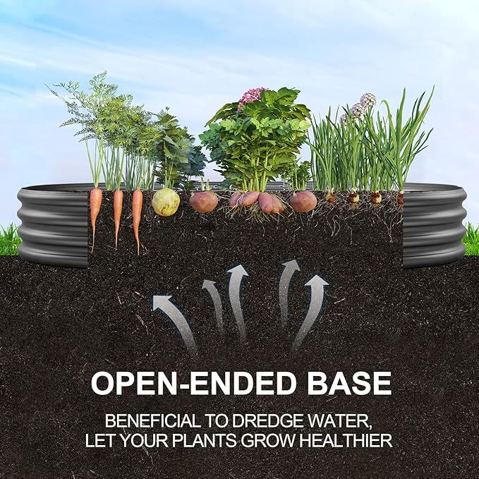 Land Guard Galvanized Raised Garden Bed Kit, Galvanized Planter Raised Garden Boxes Outdoor, Oval Large Metal Raised Garden Beds for Vegetables(Grey)4×2×1ft(1pcs)