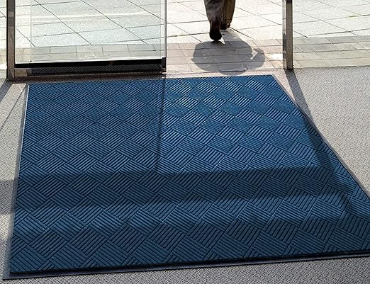 M+A Matting WaterHog Diamond | Commercial-Grade Entrance Mat with Rubber Border – Indoor/Outdoor, Quick Drying, Stain Resistant Door Mat (Navy, 6' x 8')