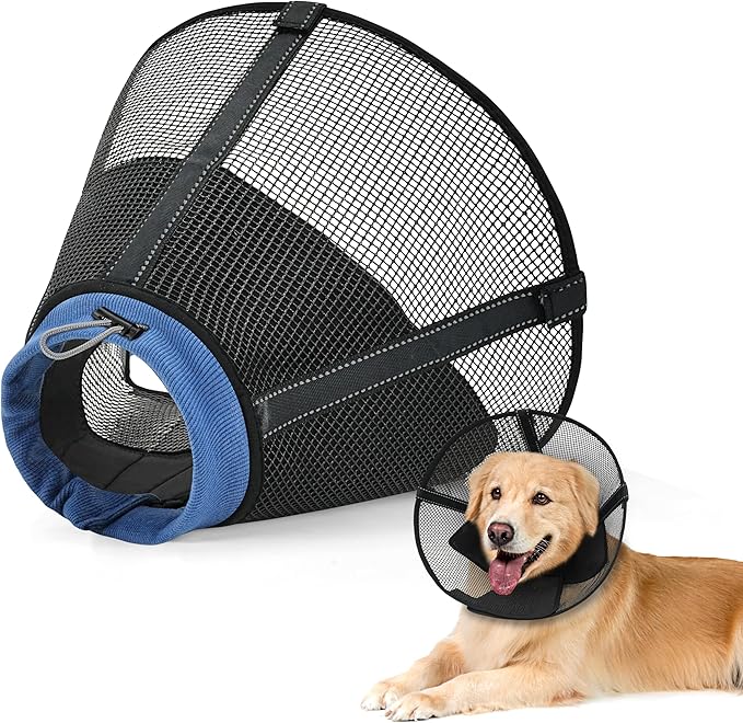 Dog Cone Collar to Stop Licking: Breathable Mesh Elizabeth Recovery Collar Alternative with Soft Padded After Surgery Neuter Spay Wound, for Large Medium, Small Dogs, Normal Eating and Drinking