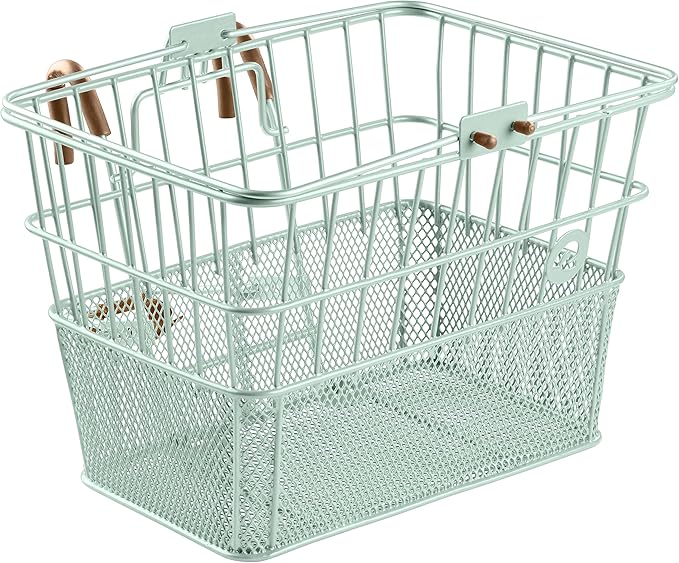 Retrospec Apollo Detachable Front Bike Basket Steel Half-Mesh with Integrated Detachable Hooks and Built-In Handle, Easy Assembly and Portability for Bicycles