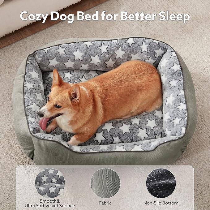 SIWA MARY Large Dog Bed, Rectangle XL, Washable, Non-Slip Dark Grey (35"x25"x9")