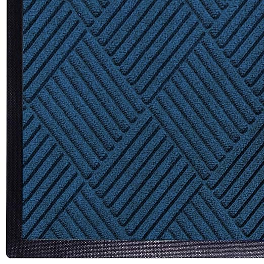 M + A Matting WaterHog Diamond | Commercial-Grade Entrance Mat with Rubber Border – Indoor/Outdoor, Quick Drying, Stain Resistant Door Mat (Navy, 12.2' Length x 4' Width)