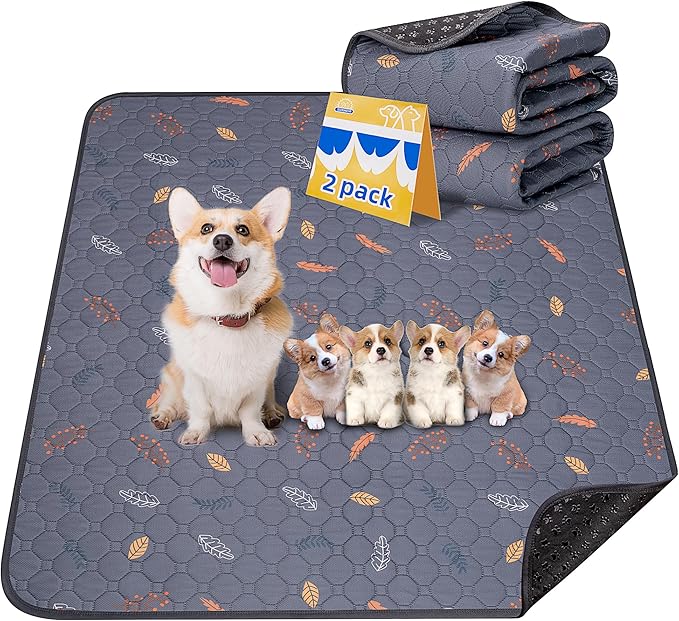 Sunheir 2-Pack Extra Large Reusable Dog Mat for Floor, Waterproof Dog Playpen, Super Absorbent Washable Pee Pads for Dogs, Pet Whelping Mat, Potty Training - 36" x 72"