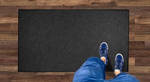 M+A Matting WaterHog Diamond | Commercial-Grade Entrance Mat with Rubber Border – Indoor/Outdoor, Quick Drying, Stain Resistant Door Mat (Charcoal, 4' x 6')