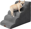 EHEYCIGA Curved Dog Stairs Ramp for High Beds, 5-Step Extra Wide Dog Steps for Small Dogs and Cats, Pet Stairs for High Bed Climbing, Non-Slip Balanced Pet Step Indoor, Grey