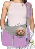 PetAmi Small Dog Sling Carrier, Soft-Sided Crossbody Puppy Carrying Purse Bag, Adjustable Sling Pet Pouch to Wear Medium Dog Cat Travel, Dog Bag for Traveling, Poop Bag Dispenser, Max 10 lbs, Purple