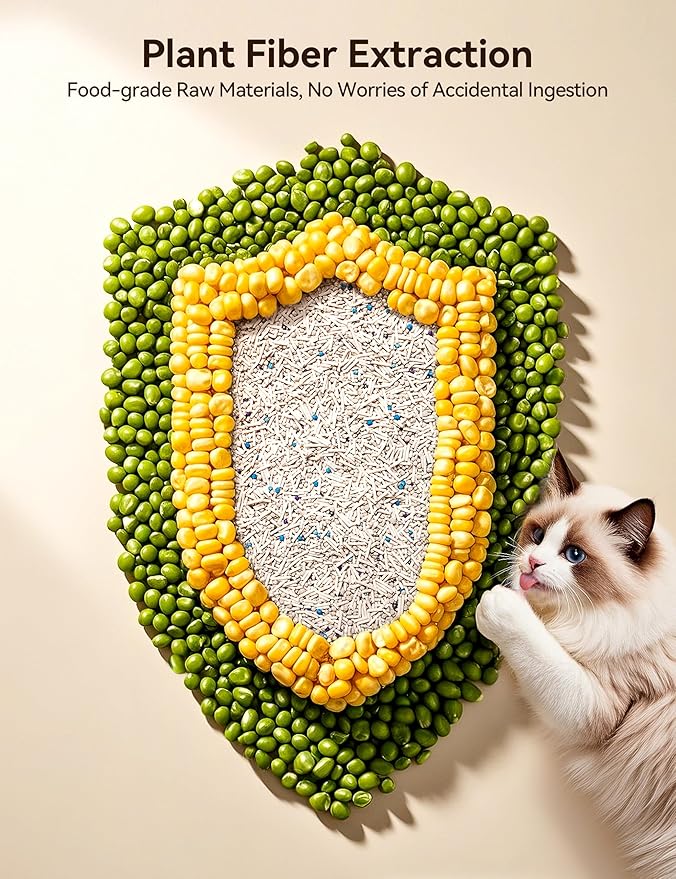 Meowant 5-in-1 Mixed Cat Litter, Natural Bentonite Tofu Clumping Cat Litter, Ultra Absorbent, Fast Clumping, Dust-Free, Odor Control, Flushable, 7.9lbs*2