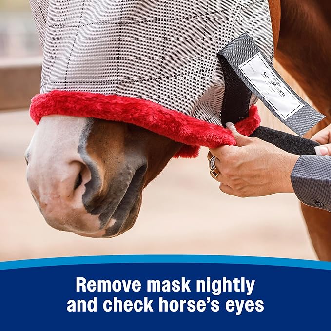 Farnam SuperMask II Fly Mask Without Ears for Smaller Horses or Arabian Horses,Full Face Coverage & Eye Protection from Insect Pests, Structured Classic Mesh with Plush Trim,Small Horse/Arabian Size