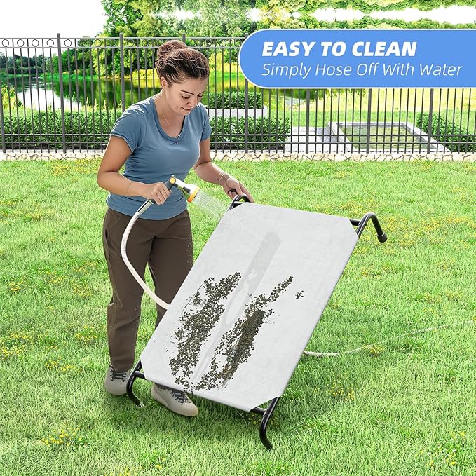 Simple Trending Raised Dog Bed for Small Dogs, Waterproof Elevated Dog Cot, Outdoor Cooling Pet Bed, 36.5" x 22.5", Grey