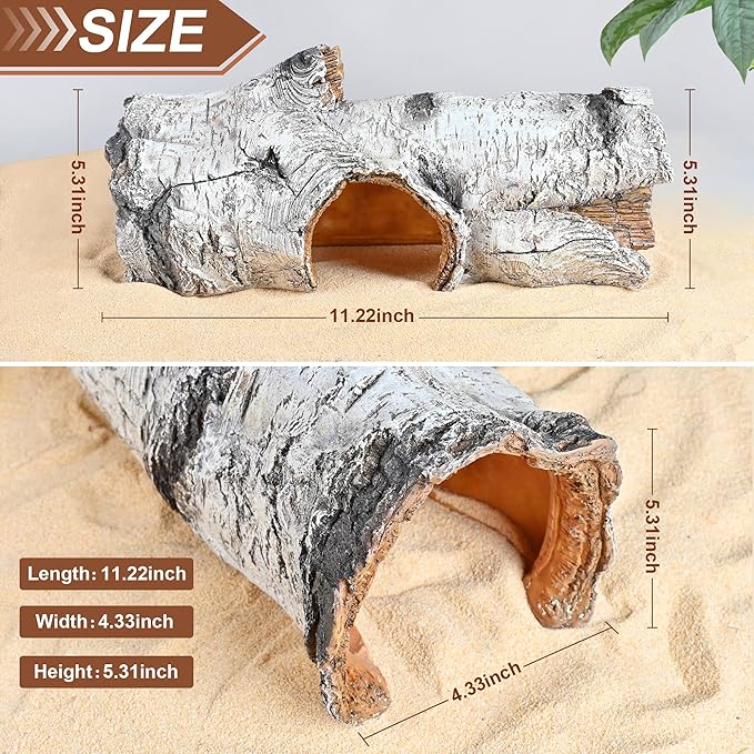 Reptile Hide Caves Simulation Tree Hideout, Hideout Shelter Sleep Cave is Decorated for Arboreal Reptile, Snake, Leopard Gecko, Lizard, Salamander, Hermit Crab Aquarium