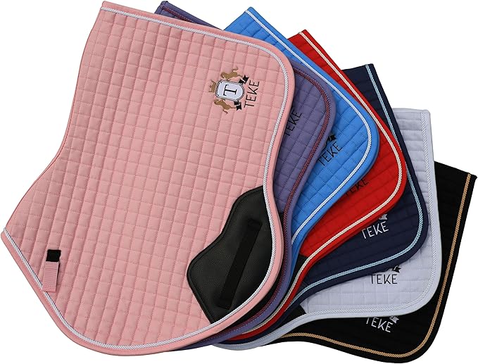 T TEKE Close Contact Saddle Pads,100% Cotton English Saddle Pads for Horses with Moisture-Wicking and Breathable Lining