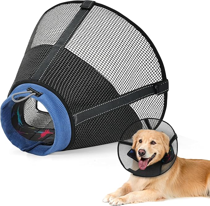 Dog Cone Collar to Stop Licking: Breathable Mesh Elizabeth Recovery Collar Alternative with Soft Padded After Surgery Neuter Spay Wound, for Large Medium, Small Dogs, Normal Eating and Drinking