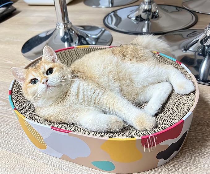 Cat Scratcher Lounge Bed - Lounge Couch for Indoor Cats Oval Shape 17"x13" Long Lasting Furniture