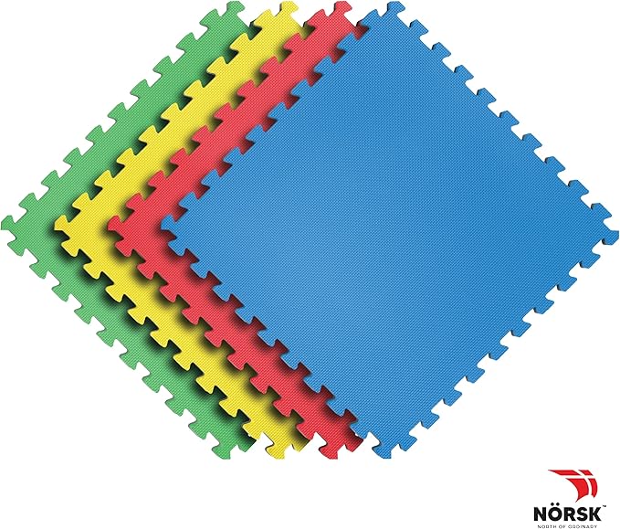 Norsk Reversible Kids Puzzle Play Mats 1/2" Thick EVA Interlocking Foam Tiles (Multicolor/Black 12 Tiles - 48 sq. Ft. 1/2" Thick)