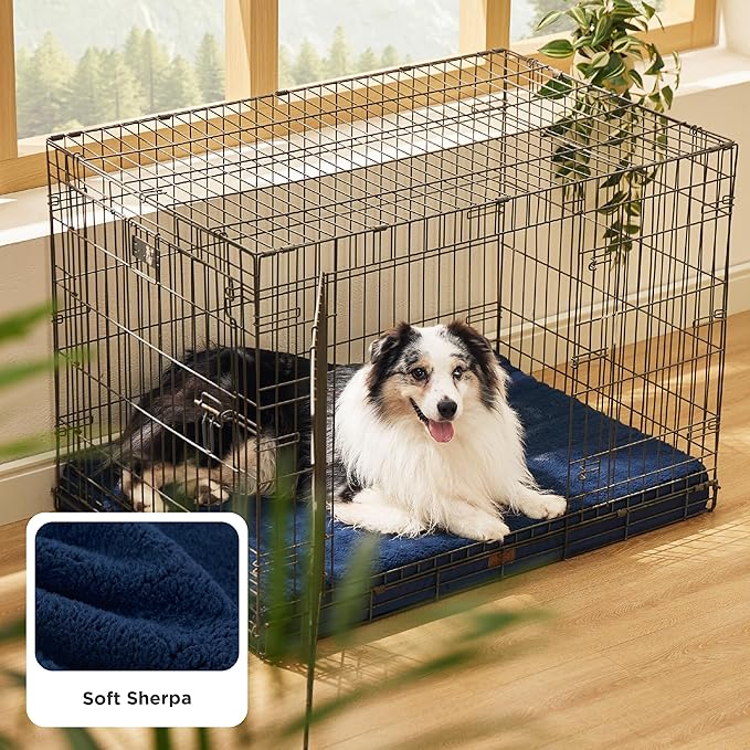 Bedsure XL Dog Bed for Crate - Large Orthopedic Flat Pet Beds with Removable Washable Cover, Egg Crate Foam Crate Mat, Suitable for Pet Up to 90 lbs