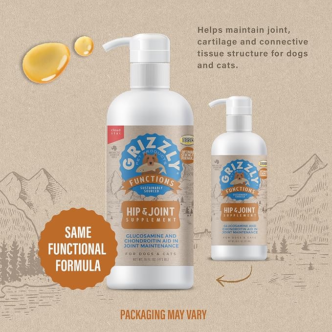 GRIZZLY PET PRODUCTS Joint Aid for Dogs Liquid Hip and Joint Support (Extra Strength), 16 fl oz