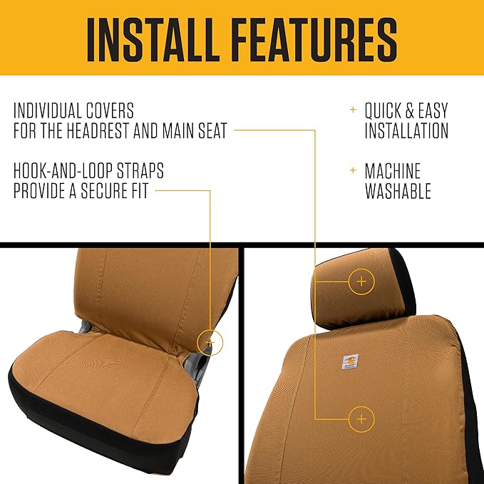 Carhartt Universal Nylon Duck Canvas Fitted Bucket Seat Cover, Durable Seat Protection with Rain Defender, Single, Blind Duck Camo