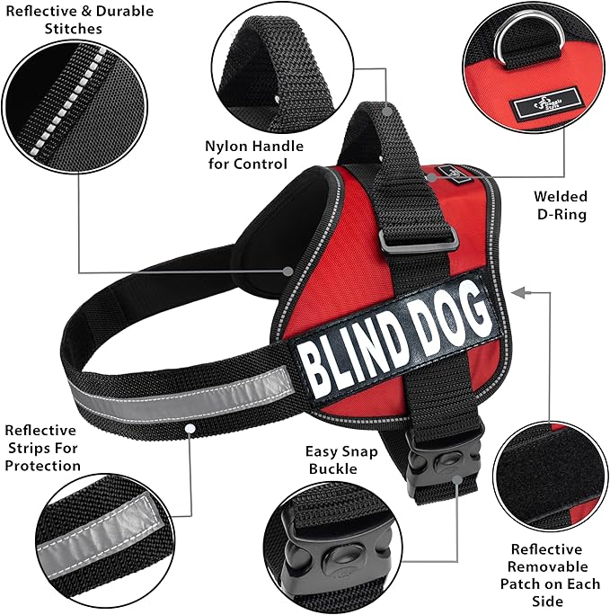 Doggie Stylz Blind Dog Harness No Pull No Escape Dog Vest for Blind Dogs Adjustable Vest with Handle Blind Dog Accessories and Patches for Training and Mobility