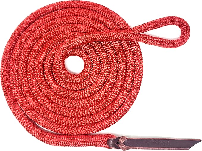 Double Braid Lead Rope with Eye Splice Loop, 12-14FT Lengths (Red, 14 ft.)