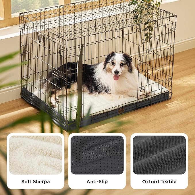 Bedsure XL Dog Bed for Crate - Large Orthopedic Flat Pet Beds with Removable Washable Cover, Egg Crate Foam Crate Mat, Suitable for Pet Up to 90 lbs