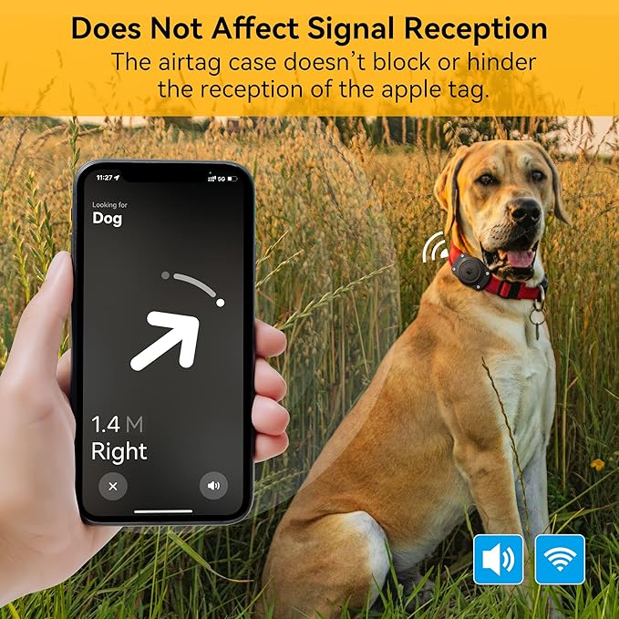 IPX8 Waterproof Airtag Dog Collar Holder [Metal Back Plate] Ultra-Durable Dog & Cat Collars Mount for AirTag, Suitable for All Widths of Collars (2 Pack)