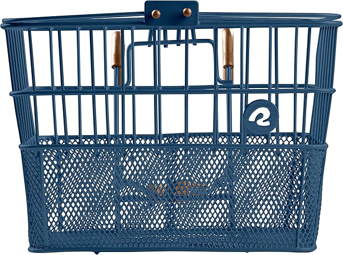 Retrospec Apollo Detachable Front Bike Basket Steel Half-Mesh with Integrated Detachable Hooks and Built-In Handle, Easy Assembly and Portability for Bicycles