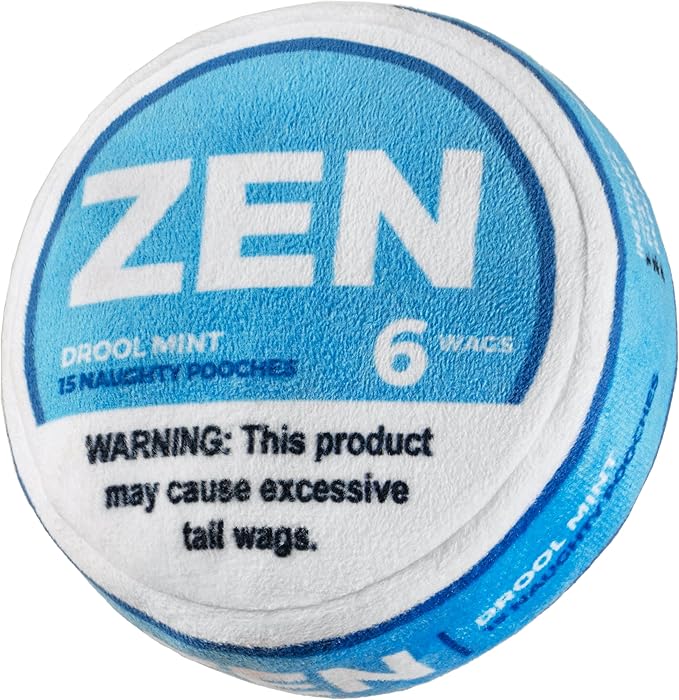Zen Pupper Deckies Parody Dog Toy - Plush Squeaky and Crinkle Funny Dog Toy - Drool Mint