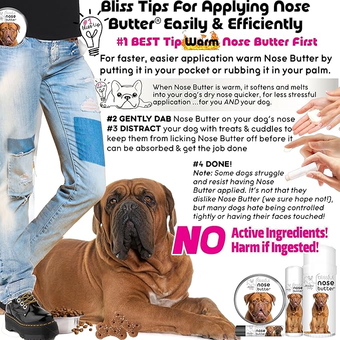 The Blissful Dog Dogue De Bordeaux Unscented Nose Butter, 2.25-Ounce Tube