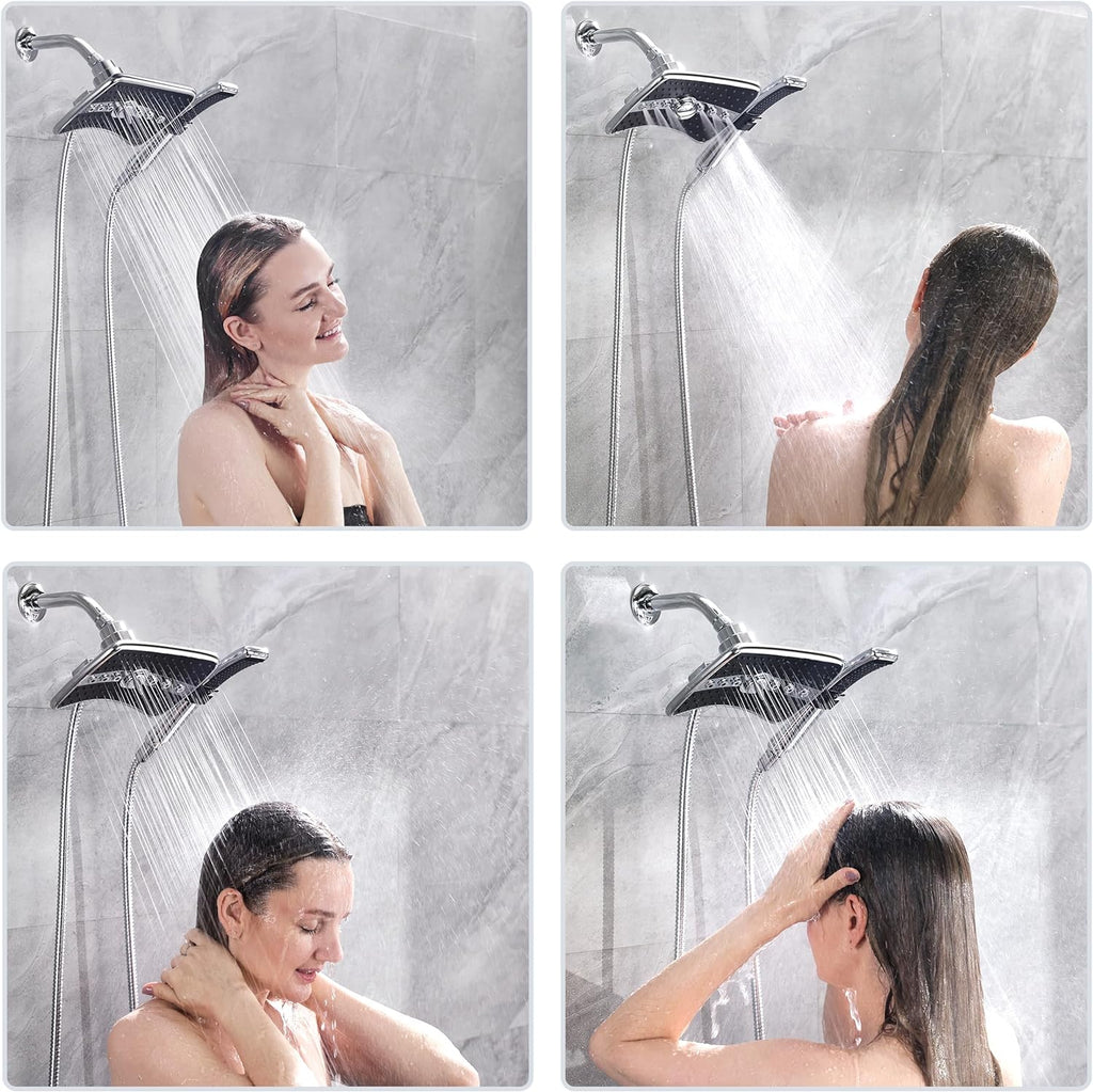 Shower Faucet Set, Rainfall and Hand Shower Head Trim with Hose, Single-Handle Shower Fixture