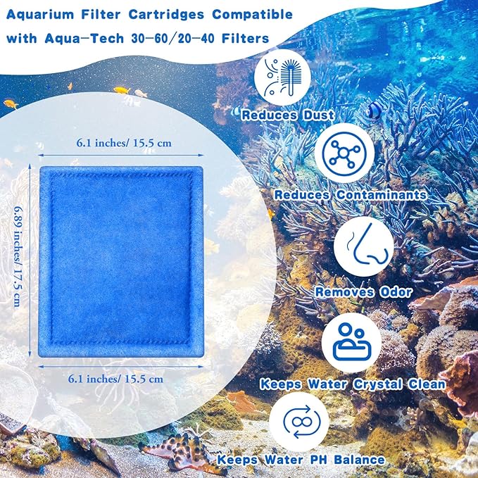 Preboun 16 Pcs Aquarium Filter Cartridge Compatible with AquaTech EZ Change #3 Fish Tank Filter Cartridge Compatible with AquaTech 30-60/20-40 Gallon Fish Tank Power Replacement